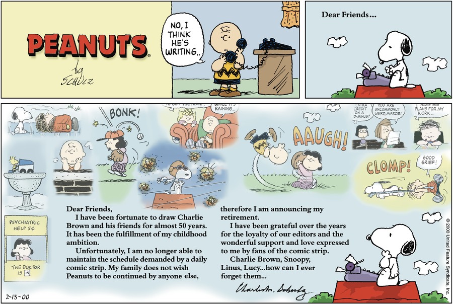 Today in History The Last 'Peanuts' Comic Strip Appears in 2000