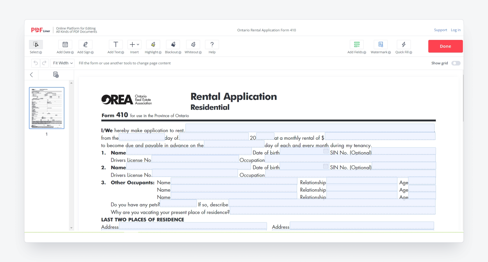 Ontario Rental Application Form Detailed Manual Programming Insider