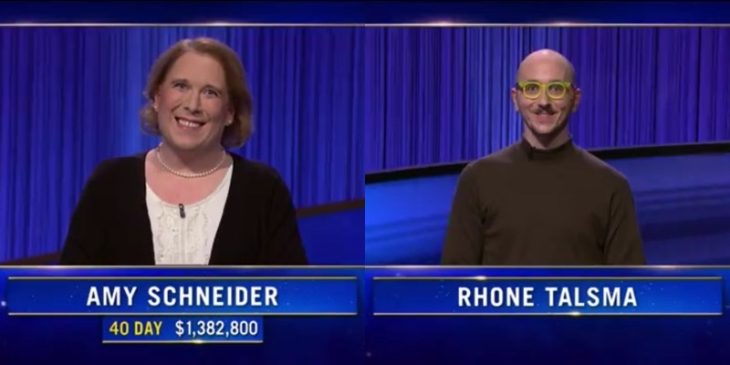 Jeopardy! contestants Amy Schneider and Rhone Talsma