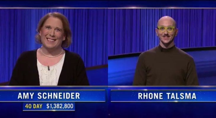 Jeopardy! contestants Amy Schneider and Rhone Talsma